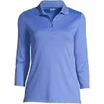 Women's Lands' End Supima Cotton 3/4-Sleeve Polo Shirt, Size: XL, Blue