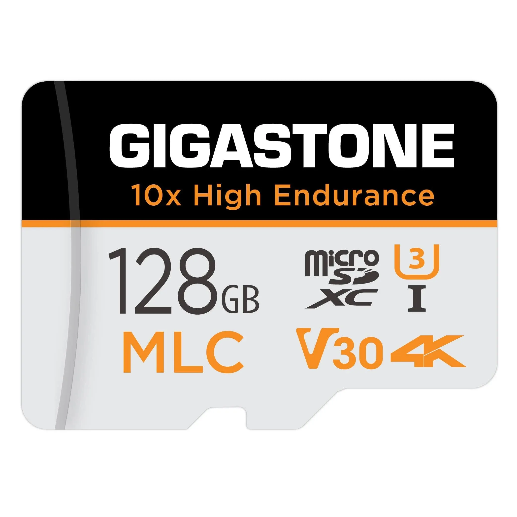 [10x High Endurance] GIGASTONE Industrial 128GB MLC Micro SD Card, 4K Video Recording, Security Cam, Dash Cam, Surveillance Compatible 100MB/s, U3 C10, with Adapter [5-Yrs Free Data Recovery]