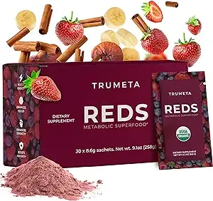 Superfood Reds Powder Packs - 14 Packet Servings for Immune Support and Memory I Reds Superfood Powder Antioxidants Polyphenols Blend with Organic Acai Berry, Goji Berry, Pomegranate