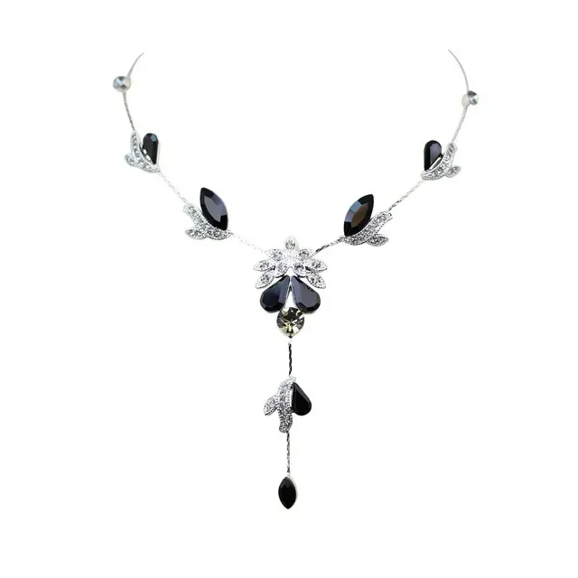 Faship Gorgeous Rhinestone Floral Crystal Necklace Earrings Set