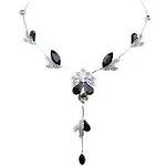 Faship Gorgeous Rhinestone Floral Crystal Necklace Earrings Set