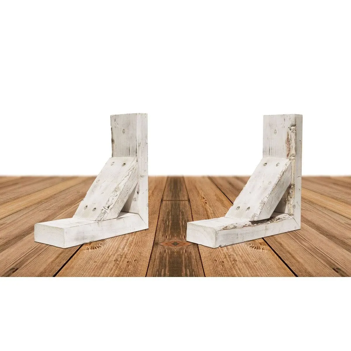 Ekena Millwork 3 1/2 inchw x 8 inchd x 10 inchh Vintage Farmhouse Bracket, Barnwood Decor Collection, Chalk Dust White (2-Pack)