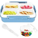 Hanmfei Bento Lunch Box,4 Compartments Lunch Box for Kids with Leakproof Sauce Vontainers1500ml Blue