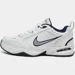 Mens Nike Air Monarch IV Training Shoe White/Metallic Silver/Midnight Navy Size 10.5