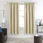 Deconovo Rod Pocket Blackout Curtains Thermal Insulated Curtains Room Darkening Curtains for Living Room Beige 42W x 72L inch 2 Panels, Size: 42*72