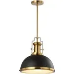 Possini Euro Design Posey Soft Gold Hanging Pendant Lighting 13" Wide Modern Black Dome Shade Fixture for Dining Room House Home Foyer Kitchen