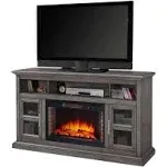 Muskoka Fireplace TV Stand 33&#034; H X 58&#034; W, Freestanding In Dark Weathered Gray