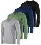 Real Essentials Men's Dry Fit Long Sleeve V-Neck Active T-Shirt