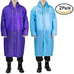 Opret Portable Adult Rain Poncho2 Pack, Reusable Raincoat with Hoods and Sleeves