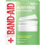 Band Aid Hurt-Free Non-Stick Pads, Large Triple Layer, Highly Absorbent - 10 pads