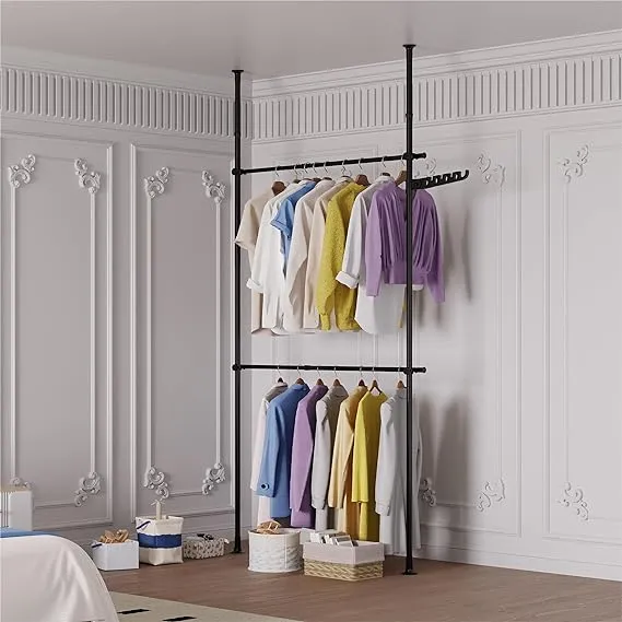 Latitude Run 2 Tier Adjustable Height Clothing Hanging Rack