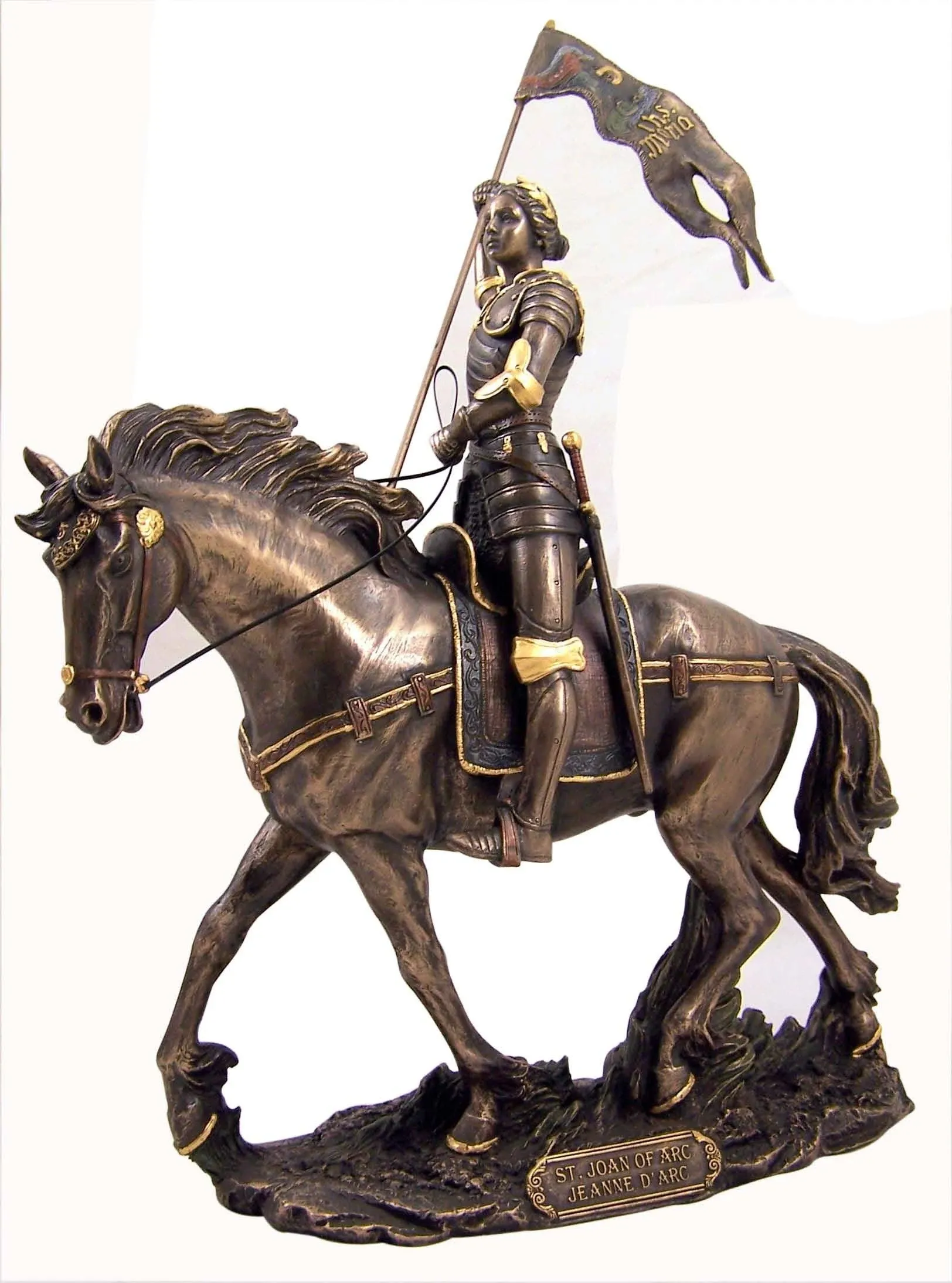 Unicorn Studios WU76003A4 Joan of Arc On Horse Back with Flag - Mbz and Color