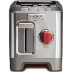 Wolf Gourmet 2 Slice Stainless Steel Red Knob Toaster