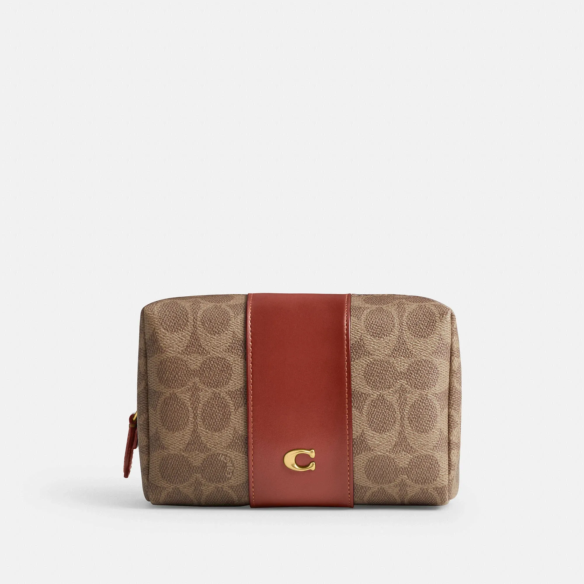 Coach Essential Cosmetic Pouch in Signature Canvas - Tan Rust