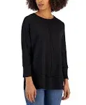 Women's Petite Serenity Knit 3/4 Sleeve Tunic Top In Jones Black