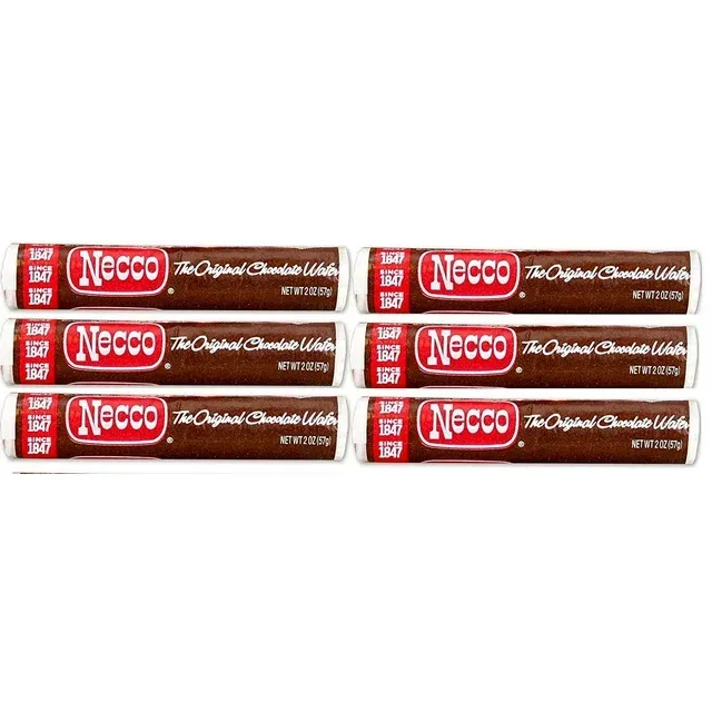 Wafers Original Chocolate Flavored Hard Candy Rolls - Bundle of 6 Rolls, 2.02oz