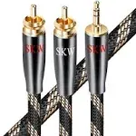 SKW Audiophile Ultra-high Purity Copper Audio Cable 3.5mm Male to 2 RCA Male Audio Auxiliary Stereo Y Splitter Adapter Cable 9.8ft/3M