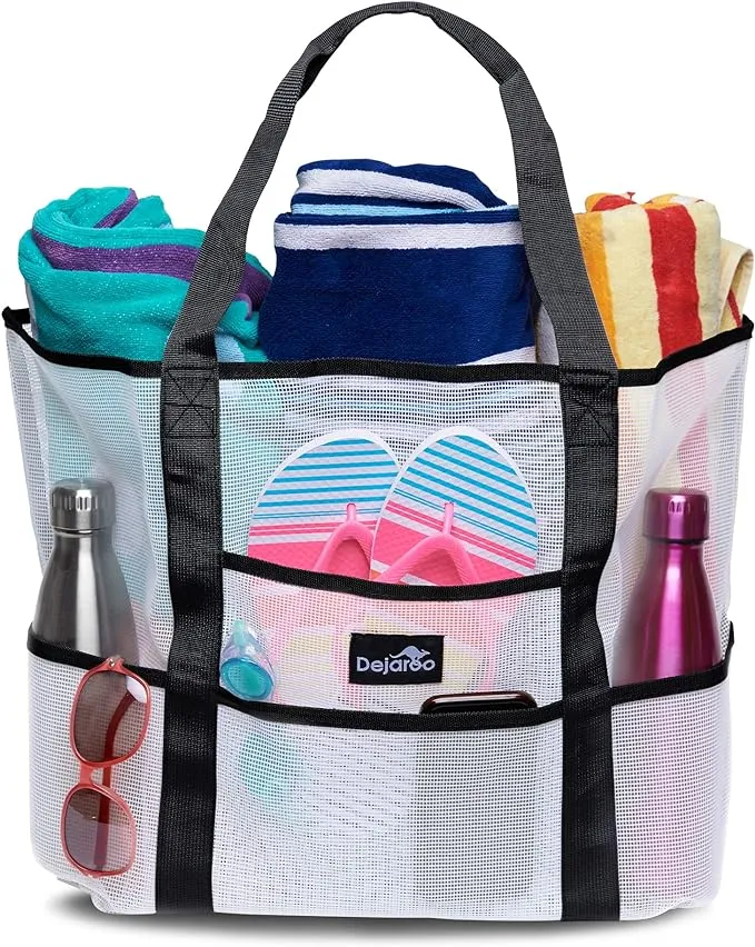 Dejaroo Mesh Sand Free Bag - Strong Lightweight Bag for Beach & Vacation Essentials. Tons of Storage!