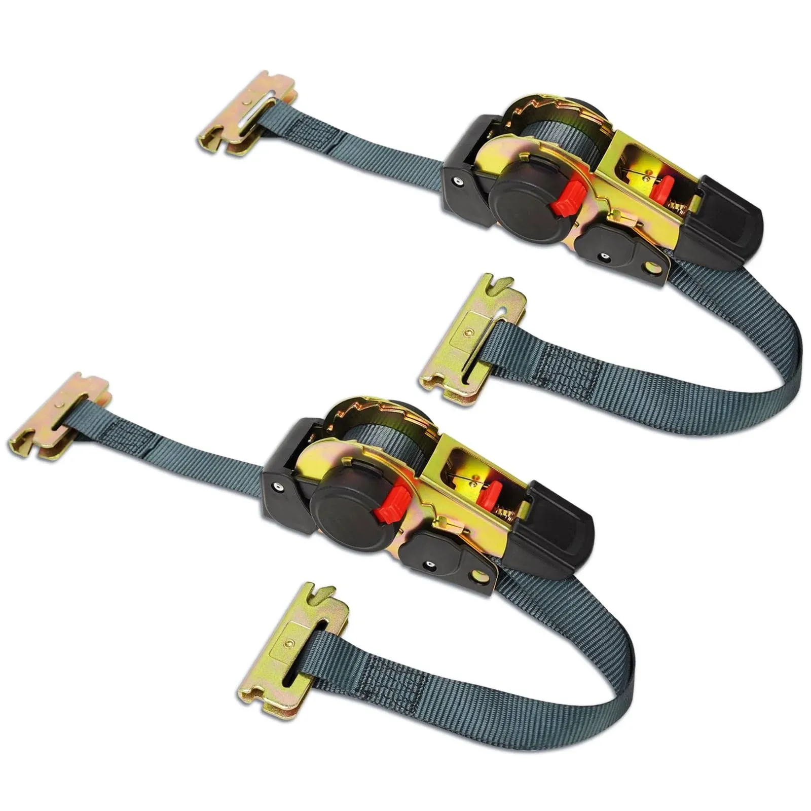 ANLULOAD 2 Pack E Track Retractable Ratchet Straps-Retractable Straps，for Boats, Jet Skis, Motorcycles, ATVs-1 in * 6 Ft-BS:1,410lbs