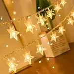 ANJAYLIA 40 LED Star String Lights 20 FT Fairy Christmas Lights Battery