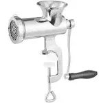 304 Stainless Steel Manual Meat Grinder with Table Clamp, Mincer Sausage Maker, 2 Cutting Plates, Cookie Attachment, Sausage Tube - Ideal for Beef, Pepper, Mushroom, and Cookies