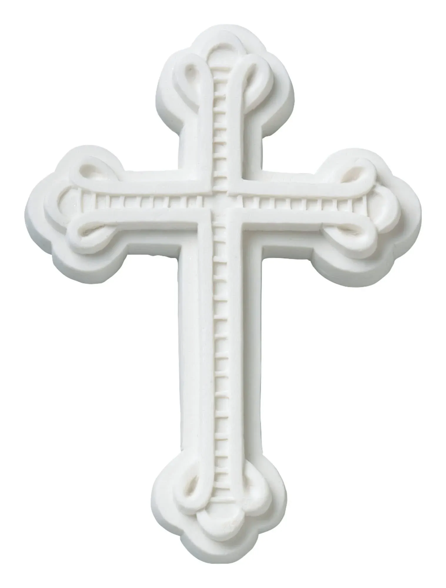 DECOPAC Ornate Cross Sugar Gum Paste Cake Topper, White Mold Decoration to Create Outstanding Easter or Other Religious Celebration Cakes, Non-Edible Food-Safe - Pack of 3