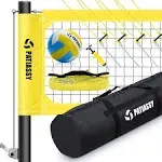 Patiassy Portable Professional Outdoor Volleyball Net Set with Adjustable Height Aluminum Poles, Winch System, Volleyball with Pump and Carrying Bag