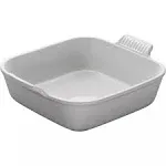 Le Creuset Stoneware Heritage Square Dish Durable Bakeware, Even Heat Distribution, Oven, Microwave, and Dishwasher Safe, White