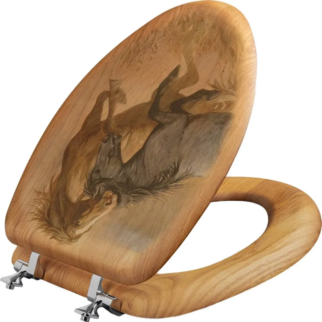 House & Homebody Co. Elongated Toilet Seat, Oak Veneer, Western Image (Challenged)