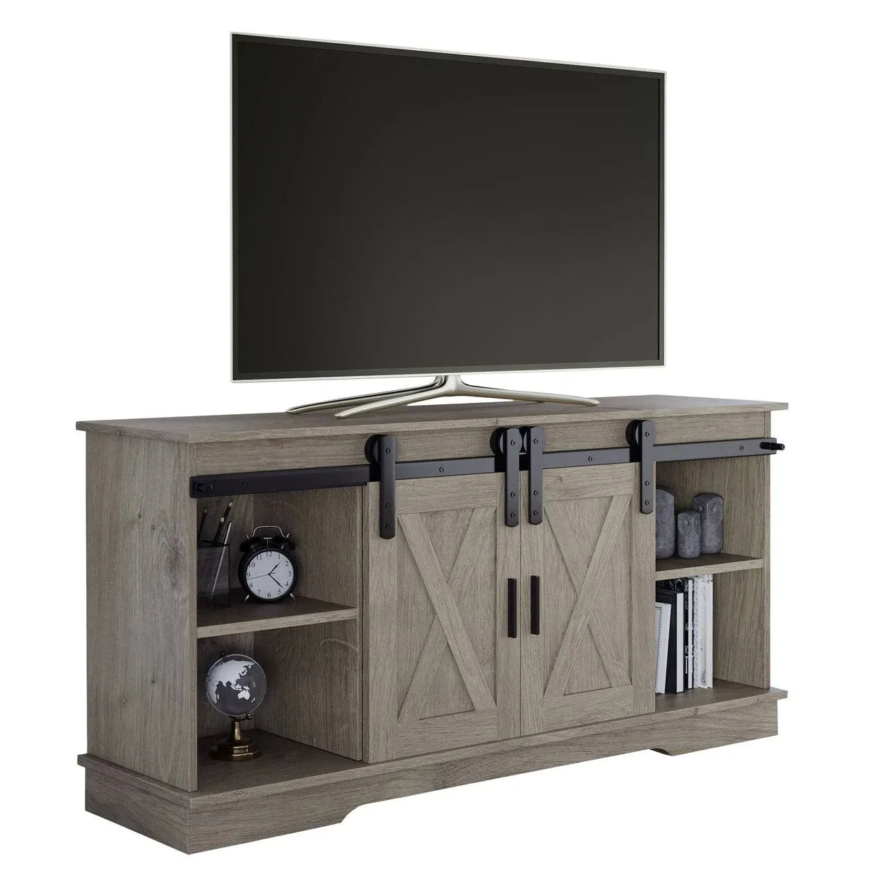 Lavish Home 65-inch TV Stand, Gray Woodgrain