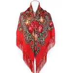 Gudessly Women's Traditional Scarf Wrap Tassel Shawl Fringes Neck Head Shawl Retro Scarf Floral Poncho Printing Shawl