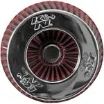 K&N Universal Air Filter Chrome Round Tapered Red - 4in Flange ID x 1.