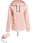 Avoogue Raincoat Women Lightweight Waterproof Fishing Rain Jackets Packable Outdoor Hooded Windbreaker (Pink XL)