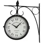 Wrought Iron Antique-Look Brown round Wall Hanging Double Sided Two Faces Retro 