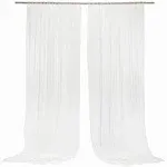 Ling's Moment Wrinkle-Free Wedding Backdrop Curtains with Silver Spark 2 Panels 5ft x 10ft White Chiffon Like Fabric Drapes for Wedding Arch Party Stage Decoration Canopy Bed Two Pages Curtains