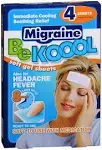 Be Koool Cooling Relief for Migraine, Soft Gel Sheets, 4 Sheets (Pack of 4)