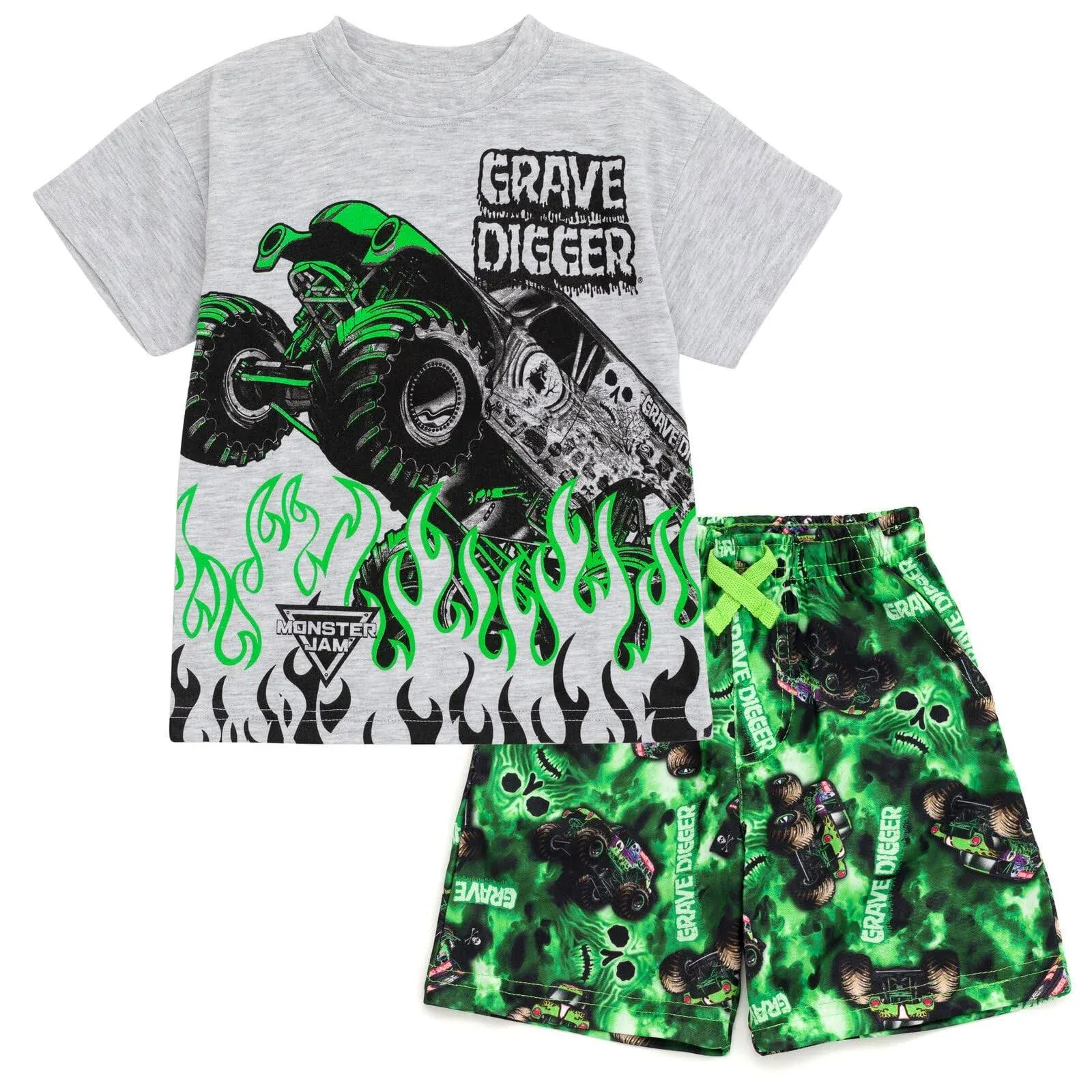 Monster Jam Grave Digger T-Shirt and Shorts Outfit Set