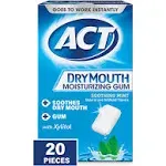 Act Dry Mouth Moisturizing Gum 20 Pieces with Xylitol Sugar Free Soothing Mint