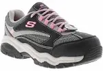 Skechers Work Biscoe Steel Toe Shoes Memory Foam Pink Black Gray Womens Size 8