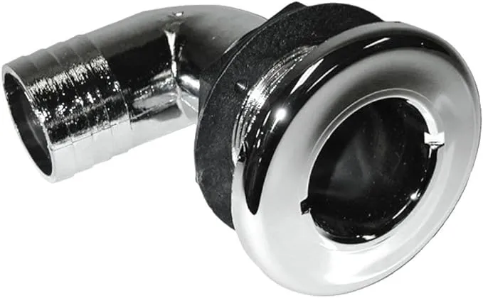 T-H Marine 90 Degree Thru-Hull Boat Fitting | 3/4" inch 90 Degree Thru-Hull Fitting Provides a Durable Hose Connection - Chrome Plated