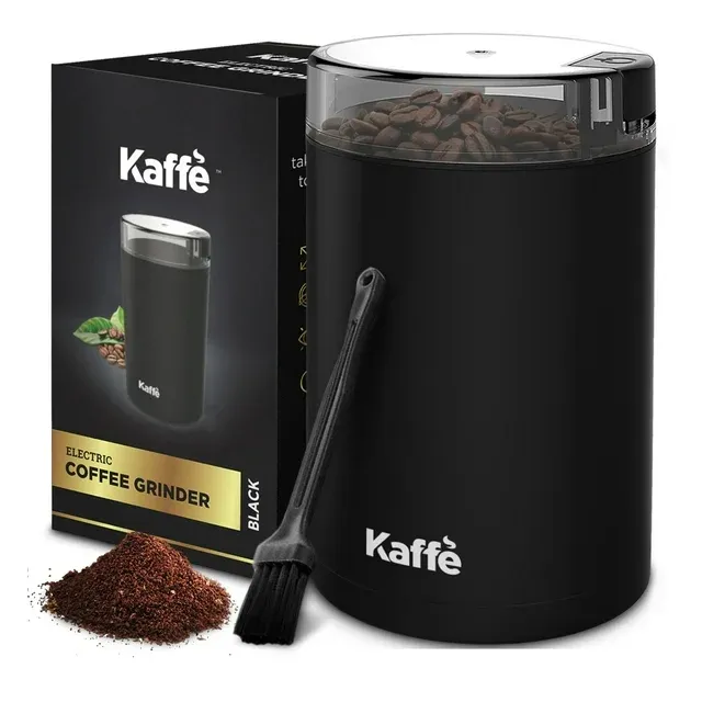 Kaffe Electric Coffee Grinder with Cleaning Brush - Black