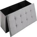 Storage Ottoman Bench Foldable Velvet - Grey