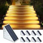 AUDLES LED Solar Step Lights Waterproof Outdoor Stair Lights, Warm White Solar Deck Lights IP67 Solar Decoration Lights for Yard, Patio, Garden, Walkw