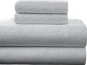 Pointehaven Heavy Weight Flannel Cotton Sheet Set, King, Heather Gray