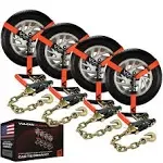 VULCAN Car Tie Down with Chain Anchors - Lasso Style - 2 Inch x 96 Inch - 4 Pack - PROSeries - 3,300 Pound Safe Working Load