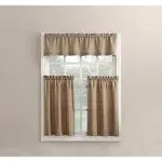 Martine Microfiber Semi-Sheer Rod Pocket Kitchen Curtain Valance and Tiers Set