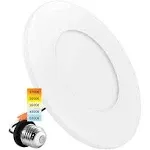 Luxrite 3-4 inch LED Ceiling Light, 5CCT 2700K-5000K, 650LM, J-Box or 4 inch Housing, Wet Rated, UL, Other LR24980