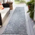 Rugshop Contemporary Flowers Weather Resistant Indoor/Outdoor Runer Rug 2' x 7' Blue