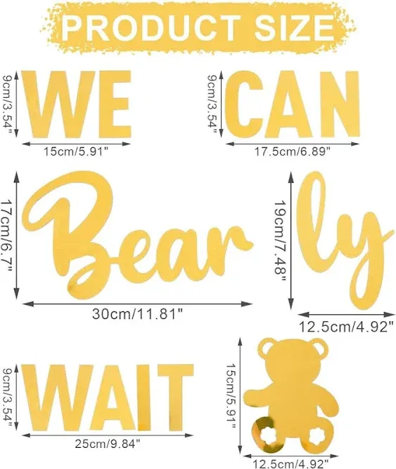 We Can Bearly Wait Teddy Bear Baby Shower Decorations, Baby Bear Sign, Baby Bear Sign,Decor for Teddy Bear Theme Girl Boy Baby Shower Birthday Party Decorations,Gender Reveal Door Hanging Photo Props