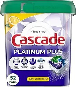 Cascade Platinum Plus Dishwasher Pods, Dish Detergent ActionPacs, Clean Lemon.